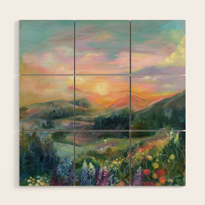 Sunset Landscape Wood Wall Art Gallery Image 1