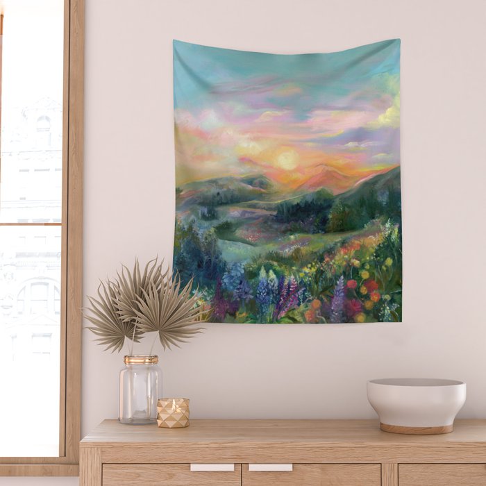 Sunset Landscape Wall Tapestry Gallery Image 2