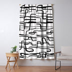 Confusing Lines Black And White Abstract Art Window Curtain Gallery Image 5
