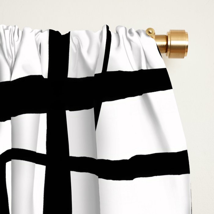 Confusing Lines Black And White Abstract Art Window Curtain Gallery Image 2