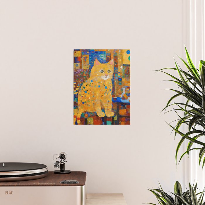 Klimt Tabby Cat in Colorful Room Poster Gallery Image 2