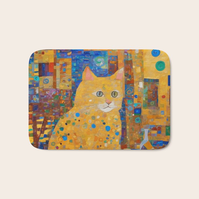 Klimt Tabby Cat in Colorful Room Bath Mat Gallery Image 1