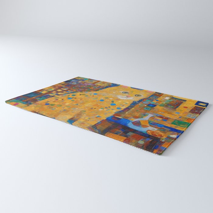 Klimt Tabby Cat in Colorful Room Rug Gallery Image 3