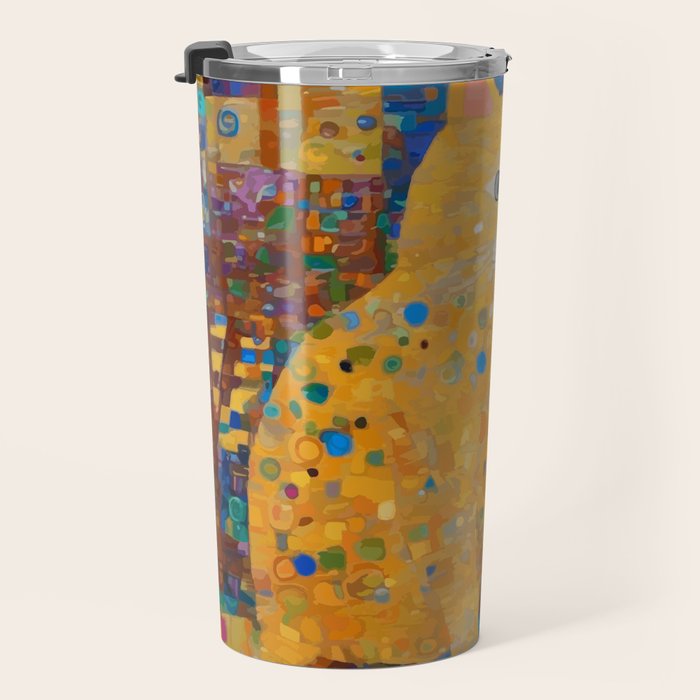 Klimt Tabby Cat in Colorful Room Travel Mug Gallery Image 3