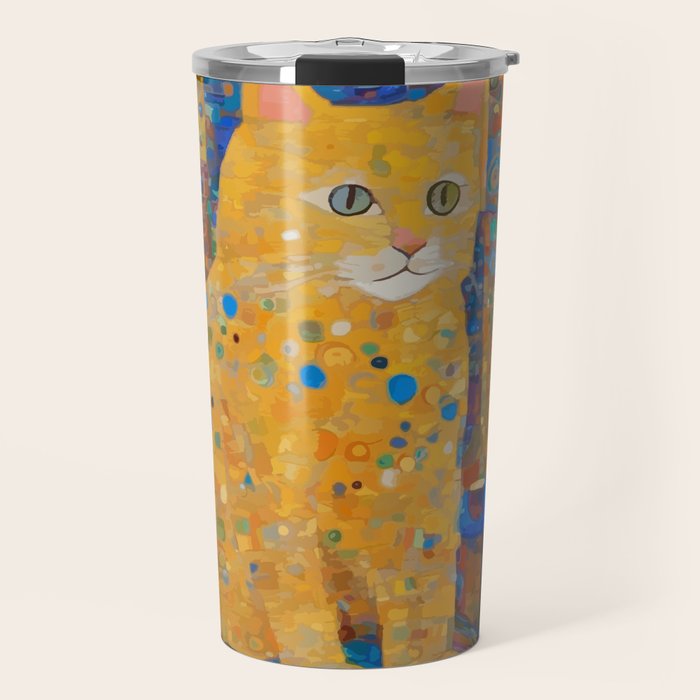 Klimt Tabby Cat in Colorful Room Travel Mug Gallery Image 1