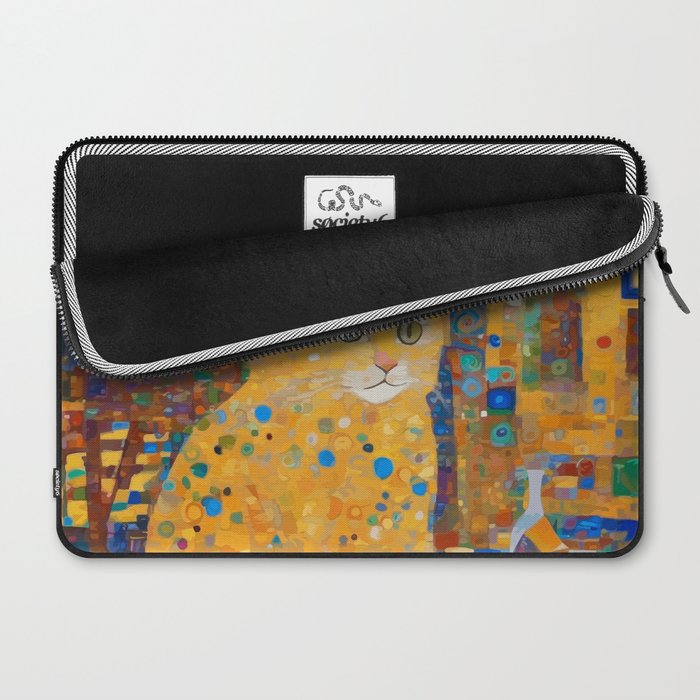 Klimt Tabby Cat in Colorful Room Laptop Sleeve Gallery Image 2