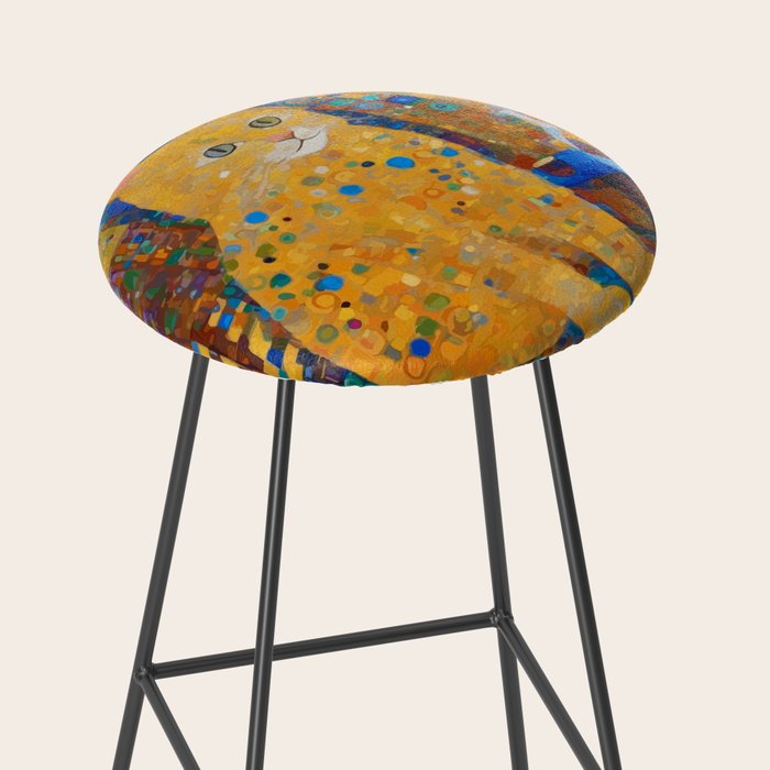 Klimt Tabby Cat in Colorful Room Stool Gallery Image 2