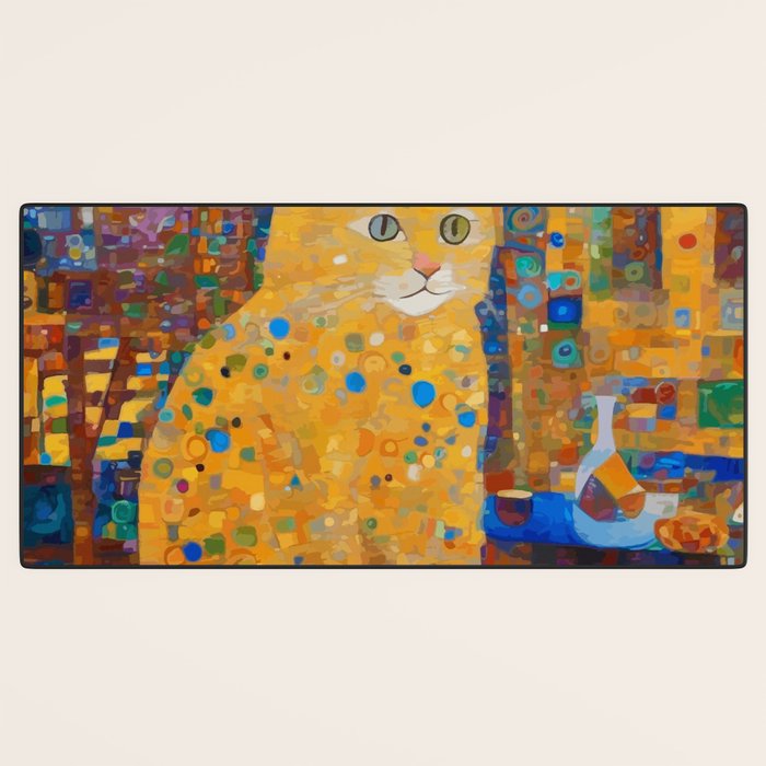 Klimt Tabby Cat in Colorful Room Desk Mat Gallery Image 3