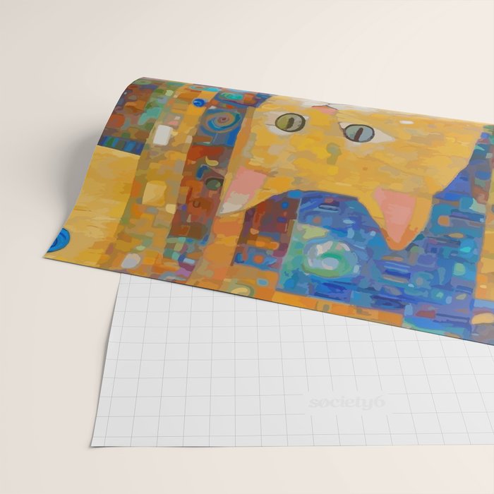Klimt Tabby Cat in Colorful Room Wrapping Paper Gallery Image 2