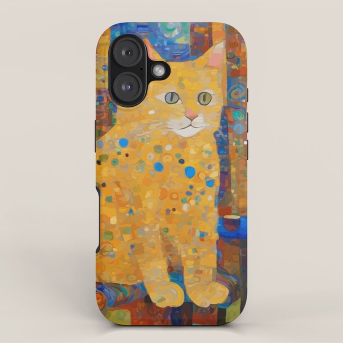 Klimt Tabby Cat in Colorful Room iPhone Case Gallery Image 1