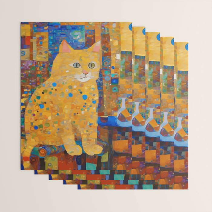 Klimt Tabby Cat in Colorful Room Wrapping Paper Gallery Image 3