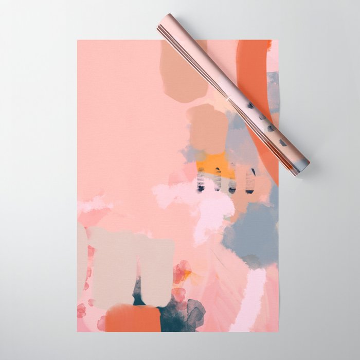 pink peach in terracotta abstract Wrapping Paper Gallery Image 1