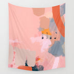 pink peach in terracotta abstract Wall Tapestry Gallery Image 4