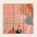 pink peach in terracotta abstract Wood Wall Art Gallery Image 1