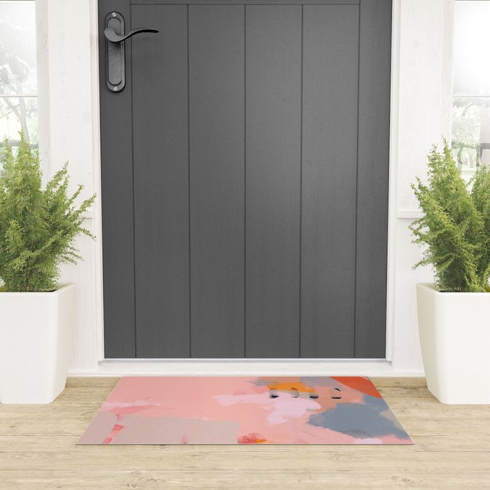 pink peach in terracotta abstract Welcome Mat Gallery Image 3