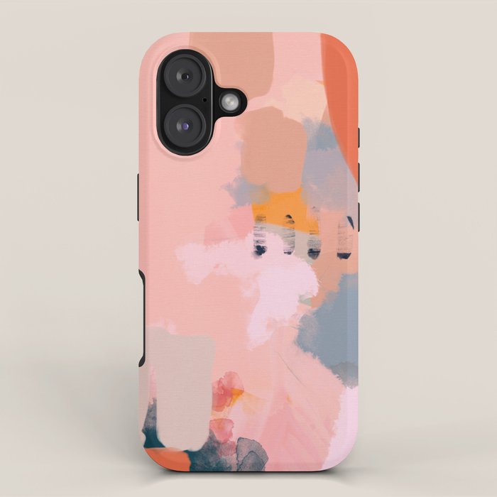 pink peach in terracotta abstract iPhone Case Gallery Image 1