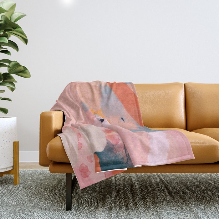 pink peach in terracotta abstract Throw Blanket Gallery Image 1