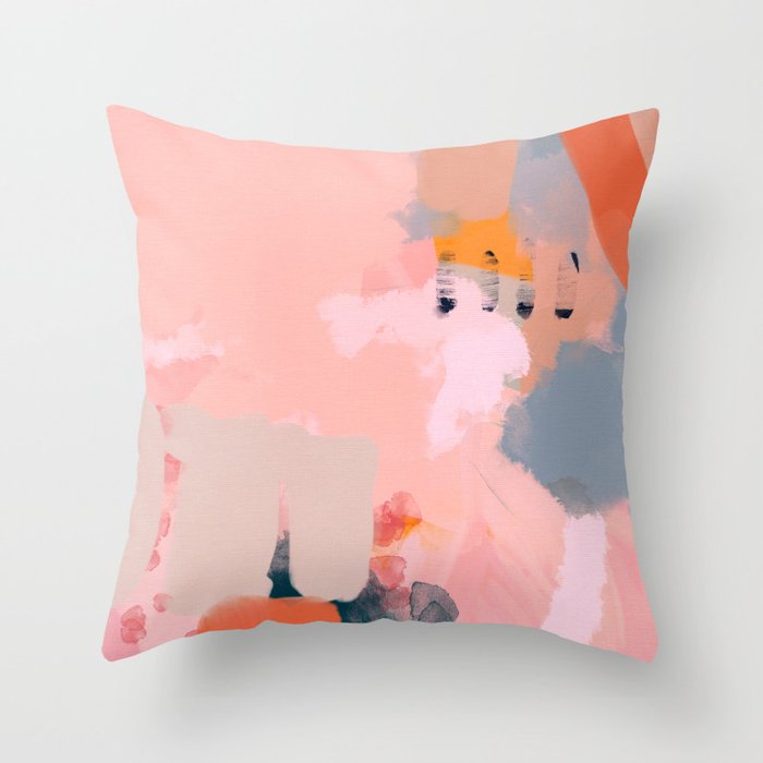 pink peach in terracotta abstract Throw Pillow Gallery Image 1