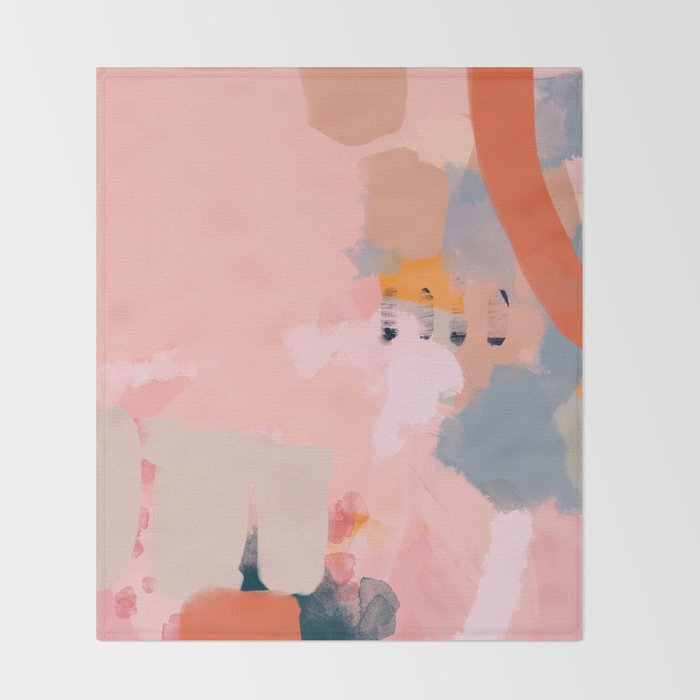 pink peach in terracotta abstract Throw Blanket Gallery Image 2