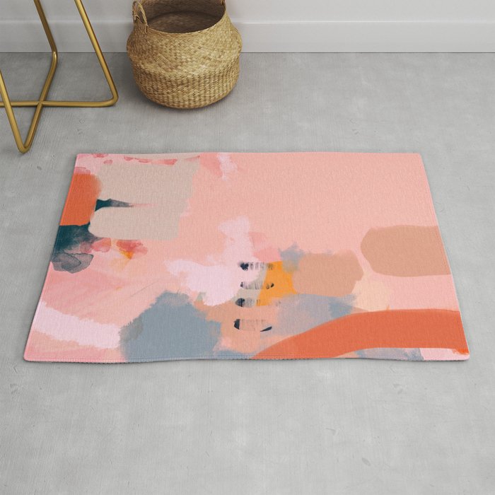 pink peach in terracotta abstract Rug Gallery Image 1