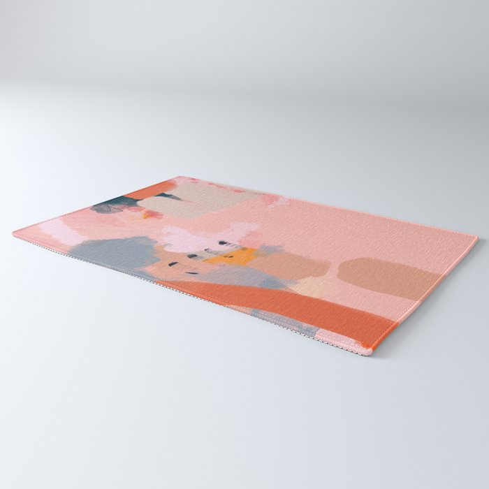 pink peach in terracotta abstract Rug Gallery Image 3