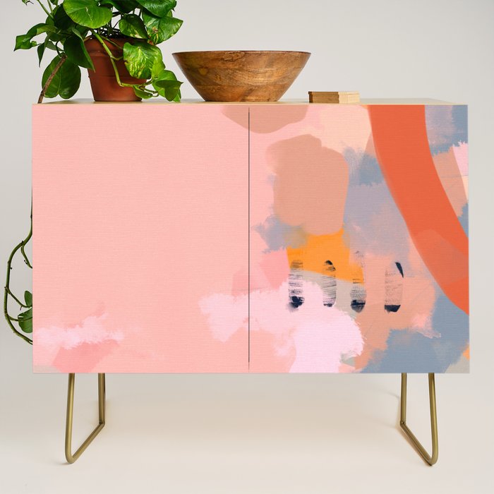 pink peach in terracotta abstract Credenza Gallery Image 1