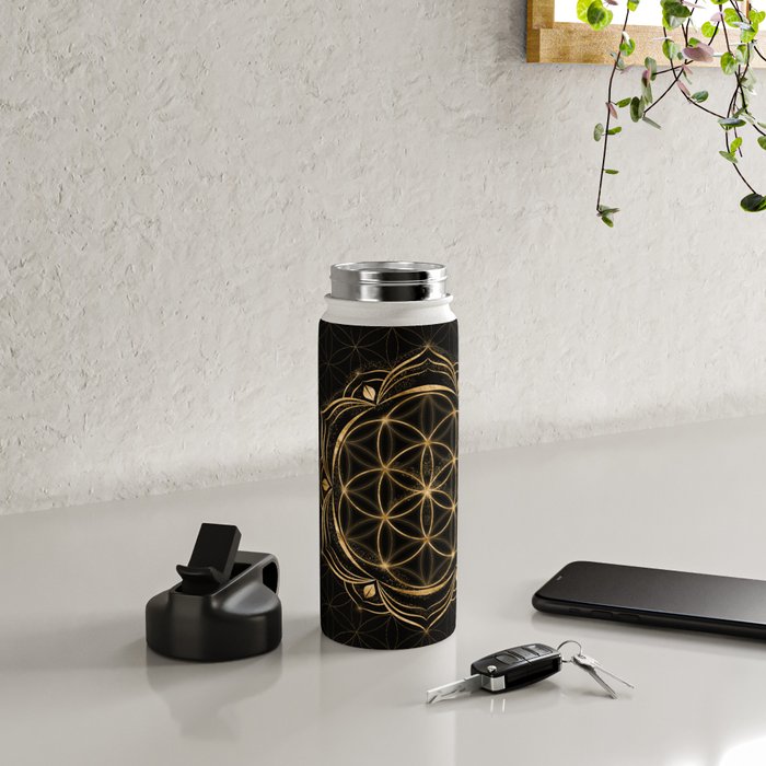 Seed of life in Lotus - Sacred Geometry Water Bottle Gallery Image 4
