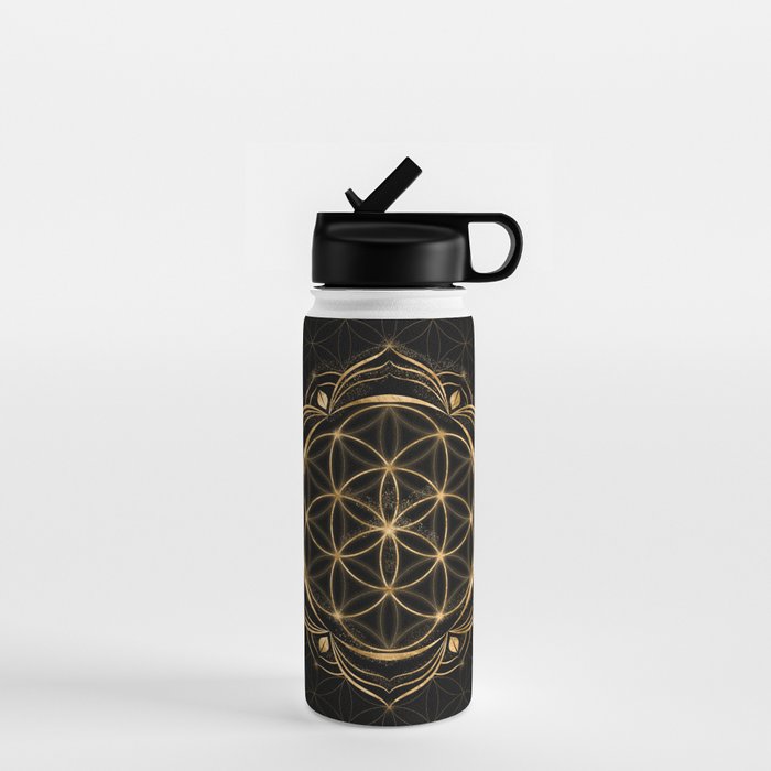 Seed of life in Lotus - Sacred Geometry Water Bottle Gallery Image 1