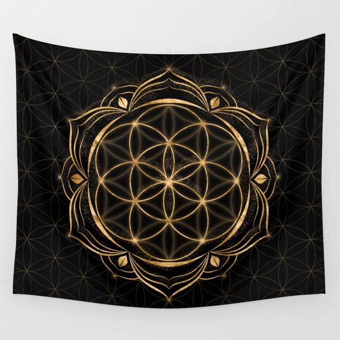 Seed of life in Lotus - Sacred Geometry Wall Tapestry Gallery Image 1