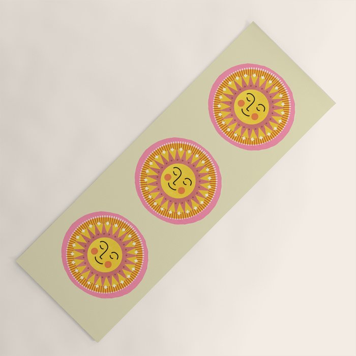 Smiling Sleeping Sun Face Yoga Mat Gallery Image 1