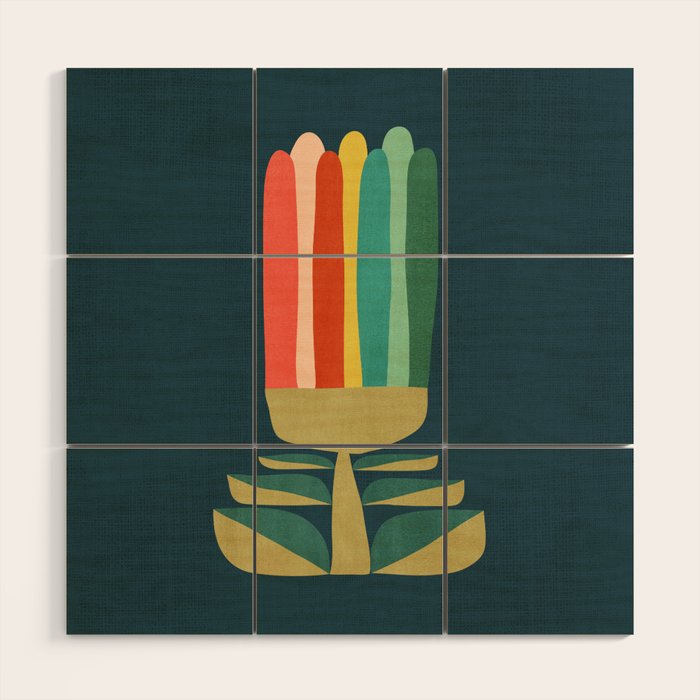 Little rainbow flower Wood Wall Art Gallery Image 1