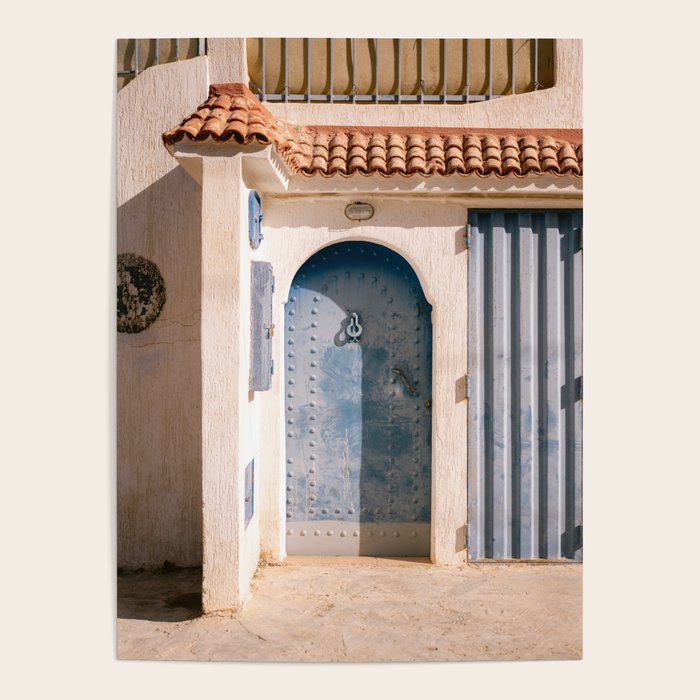 Blue door of Tamraght | Morocco coastal travel photography Poster Gallery Image 1