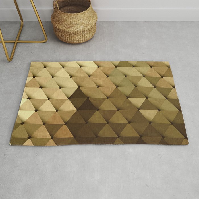 Triangles Yellow Brown Olive Green Rug Gallery Image 1