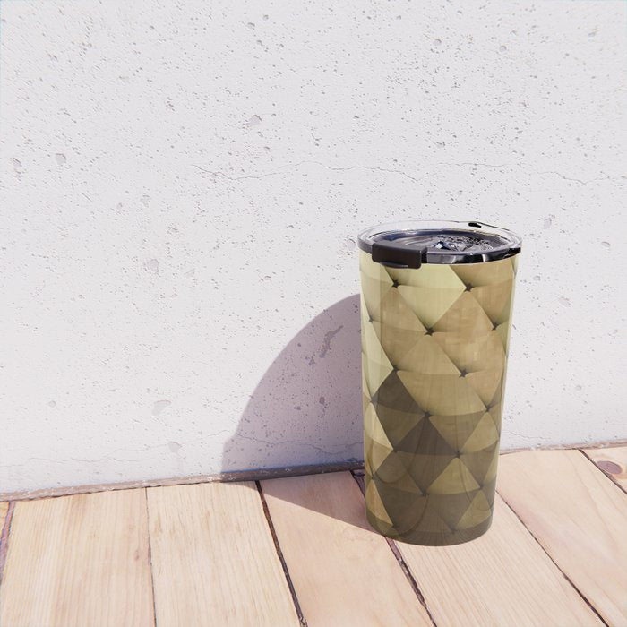 Triangles Yellow Brown Olive Green Travel Mug Gallery Image 4