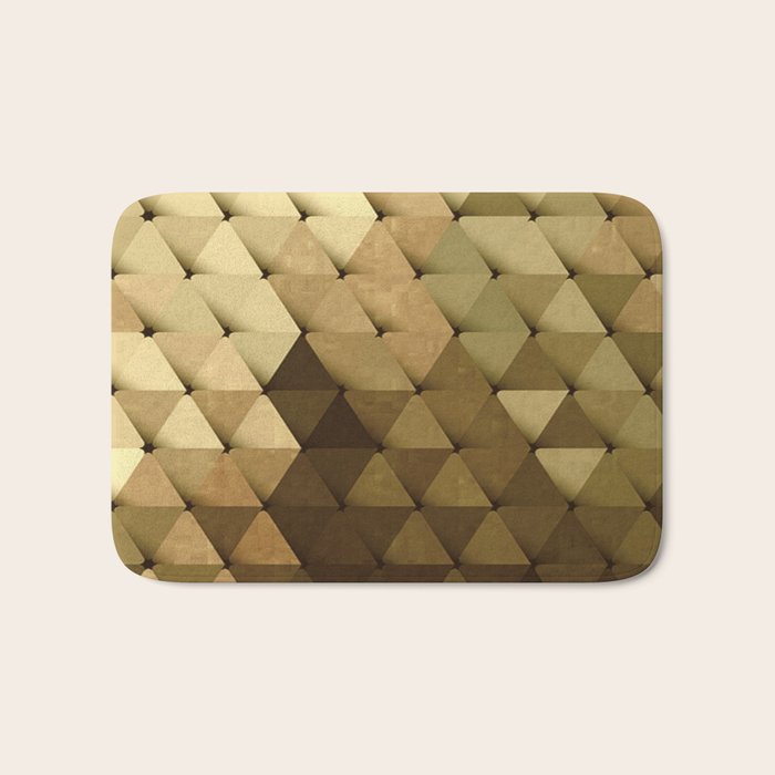 Triangles Yellow Brown Olive Green Bath Mat Gallery Image 1
