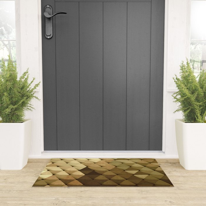 Triangles Yellow Brown Olive Green Welcome Mat Gallery Image 3