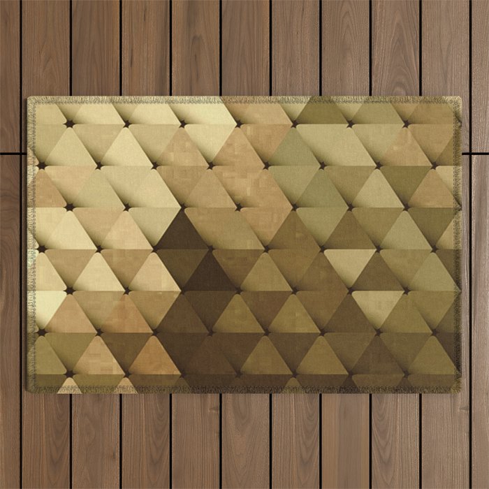 Triangles Yellow Brown Olive Green Outdoor Rug