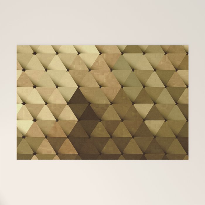 Triangles Yellow Brown Olive Green Welcome Mat
