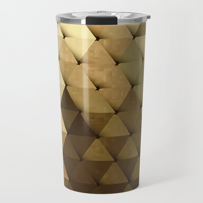 Triangles Yellow Brown Olive Green Travel Mug Gallery Image 1