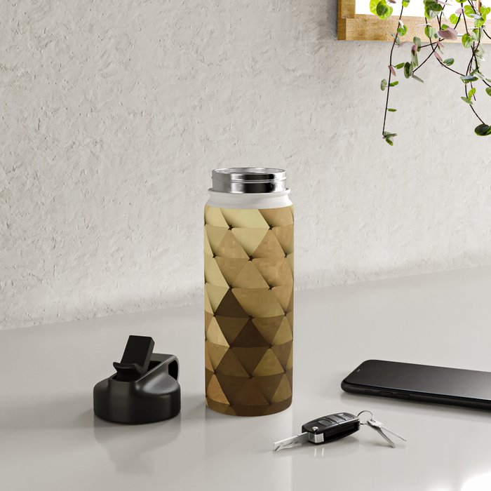 Triangles Yellow Brown Olive Green Water Bottle Gallery Image 4