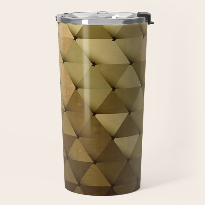 Triangles Yellow Brown Olive Green Travel Mug Gallery Image 2