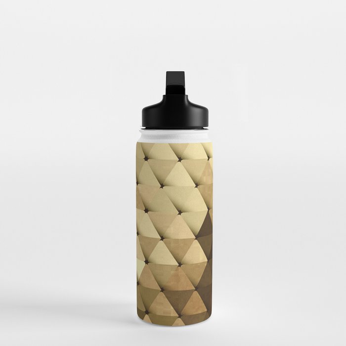 Triangles Yellow Brown Olive Green Water Bottle Gallery Image 3