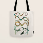 Albertus Seba Snakes And Lizards Teal Tote Bag Gallery Image 1