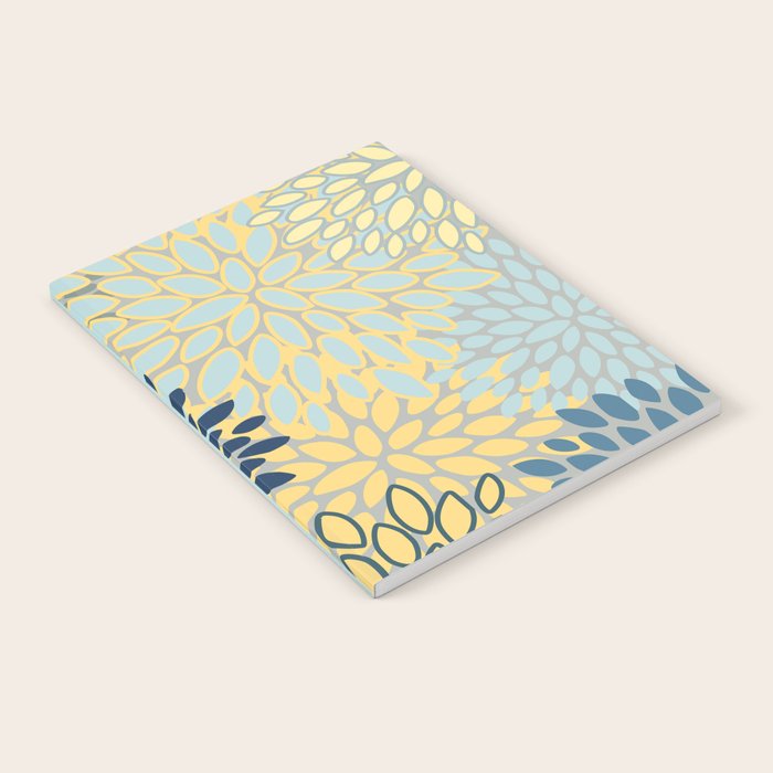 Modern, Color Block, Floral Prints, Blue and Yellow Notebook Gallery Image 1