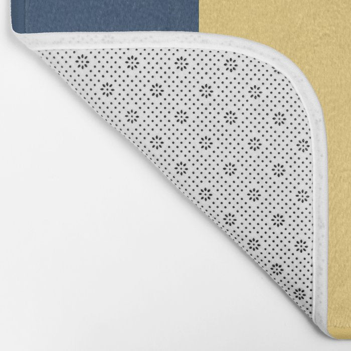 Modern, Color Block, Floral Prints, Blue and Yellow Bath Mat Gallery Image 2