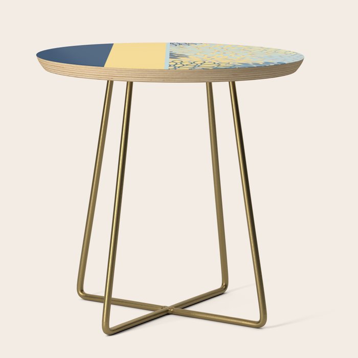 Modern, Color Block, Floral Prints, Blue and Yellow Side Table Gallery Image 1