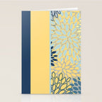 Modern, Color Block, Floral Prints, Blue and Yellow Stationery Card Gallery Image 2