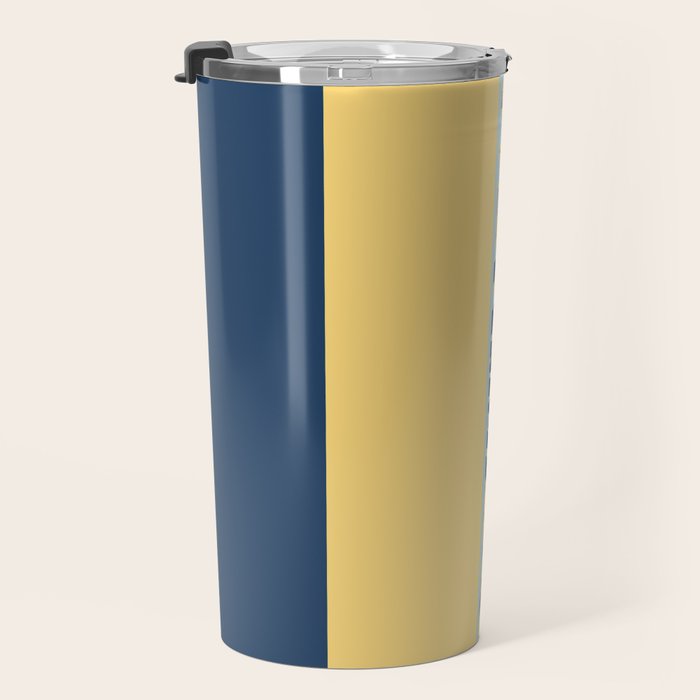 Modern, Color Block, Floral Prints, Blue and Yellow Travel Mug Gallery Image 3