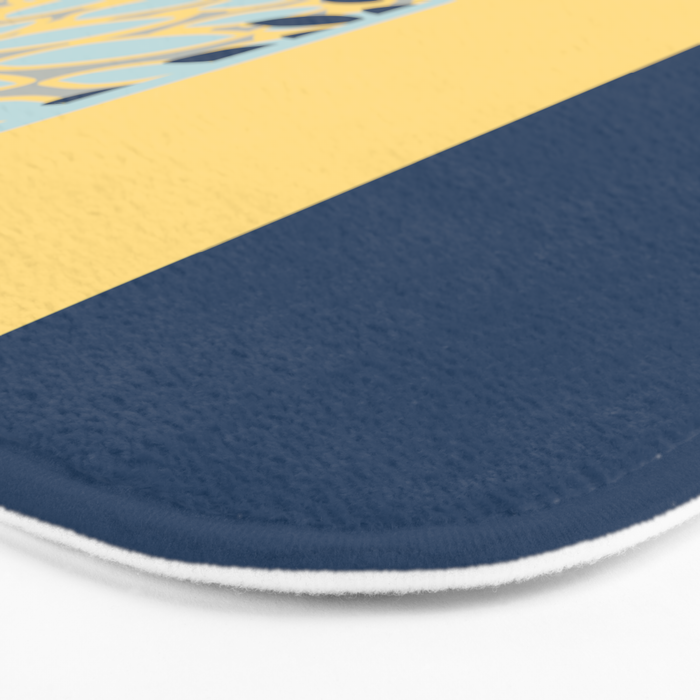 Modern, Color Block, Floral Prints, Blue and Yellow Bath Mat Gallery Image 3