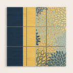 Modern, Color Block, Floral Prints, Blue and Yellow Wood Wall Art Gallery Image 1